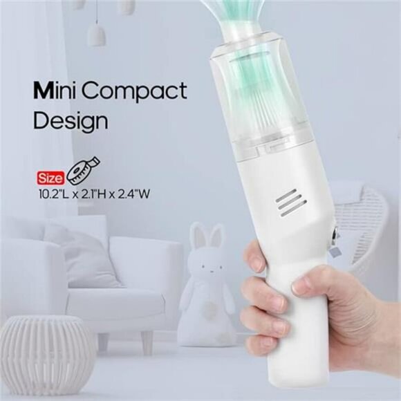 Mini Car Vacuum Cordless Handheld Portable Rechargeable Desk Cleaner White - Picture 2 of 7